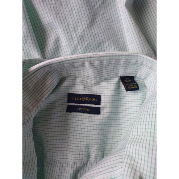 Club Room Men's Long Sleeve Easy Care Green Check Button-Down Shirt Size XL - Picture 4 of 7